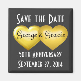 Sparen de Datum Gold Hearts 50e verjaardag Magneet