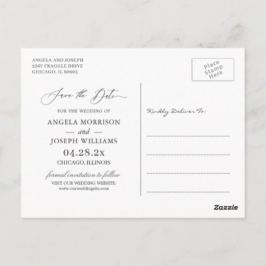 Sparen de Datum Gold Manuscript Groene en Witte Fl Briefkaart (Achterkant)