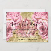 Sparen de Datum Gold Pink Wreator Roos Wedding Bri Save The Date (Voorkant)