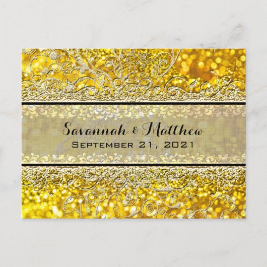 Sparen de Datum Gold Sparkle Aankondigingskaart (Voorkant)