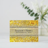 Sparen de Datum Gold Sparkle Aankondigingskaart (Staand voorkant)