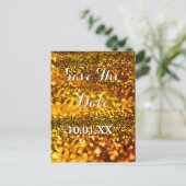 Sparen de Datum Gold Sparkle Aankondigingskaart (Staand voorkant)