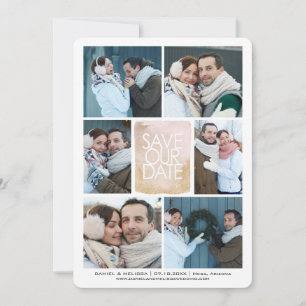 Sparen de Datum Gold Waterverf het Net van de Foto Save The Date