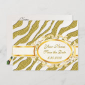 Sparen de Datum Gold Zebra Stripes Briefkaart (Voorkant / Achterkant)