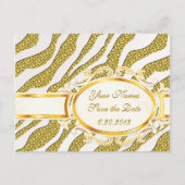 Sparen de Datum Gold Zebra Stripes Briefkaart (Voorkant)