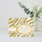 Sparen de Datum Gold Zebra Stripes Briefkaart (Staand voorkant)