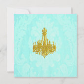 Sparen de Datum Golden Chandelier en Aqua Damask Save The Date (Achterkant)