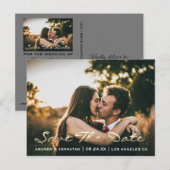 Sparen de Datum Golden Manuscript de Foto zwarte G Briefkaart (Voorkant / Achterkant)