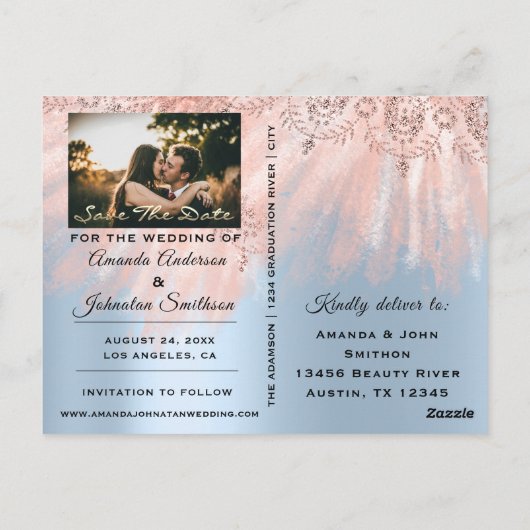 Sparen de Datum Golden Manuscript Foto Roos Royal  Briefkaart (Achterkant)