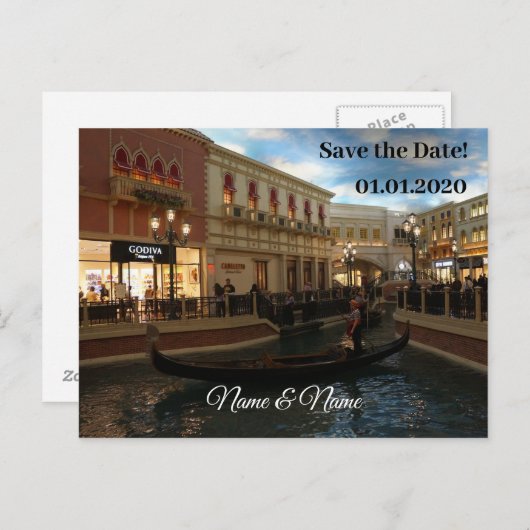 Sparen de Datum Gondola Ride, het Venetiaanse Brie Aankondigingskaart (Voorkant / Achterkant)