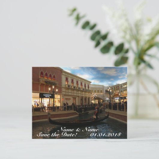 Sparen de Datum Gondola Ride, het Venetiaanse Brie Aankondigingskaart (Staand voorkant)