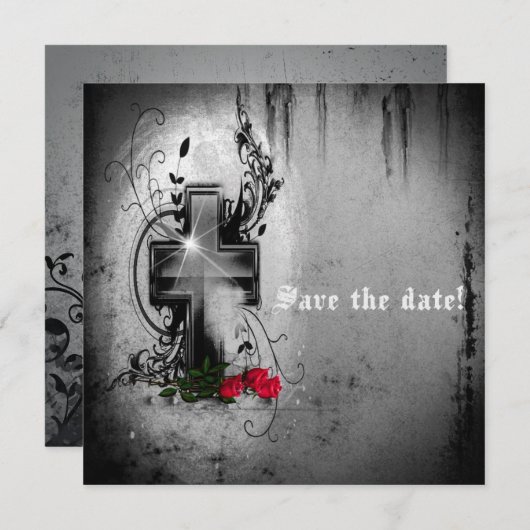 Sparen de Datum Gothic Kruis en de Uitnodiging van (Voorkant / Achterkant)