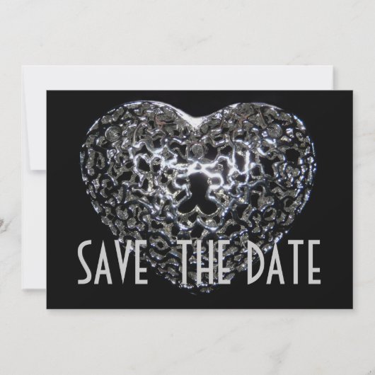 Sparen de Datum - Gothic Metal Heart Jewel Save The Date (Voorkant)