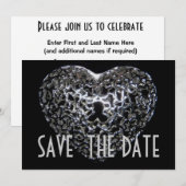 Sparen de Datum - Gothic Metal Heart Jewel Save The Date (Voorkant / Achterkant)