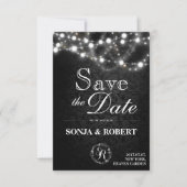 Sparen de Datum - Gothic Zwart met Witte Lichten Save The Date (Voorkant)
