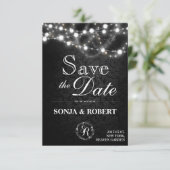 Sparen de Datum - Gothic Zwart met Witte Lichten Save The Date (Staand voorkant)