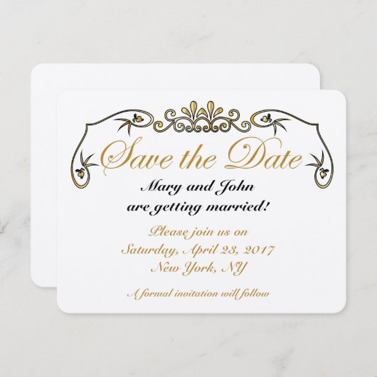 Sparen de datum goud kaart (Voorkant / Achterkant)