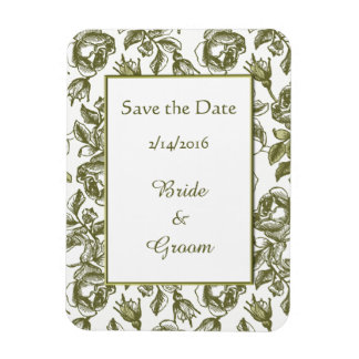 Sparen de Datum  Goud Witte Roses Magnet Magneet