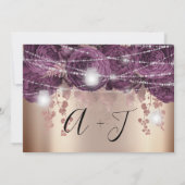 Sparen de Datum gouden Floral Paarse Rozen Lichten Save The Date (Achterkant)