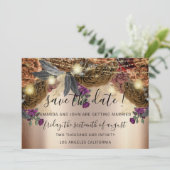 Sparen de Datum Gouden Floral Rozen Autumn Brown Save The Date (Staand voorkant)