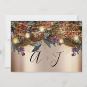 Sparen de Datum Gouden Floral Rozen Autumn Brown Save The Date (Achterkant)