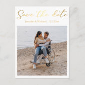 sparen de datum gouden handschrift paar foto aankondigingskaart