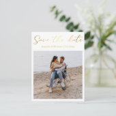 sparen de datum gouden handschrift paar foto aankondigingskaart