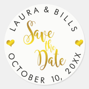Sparen de Datum Gouden Liefde Glitter Weddenschap Ronde Sticker