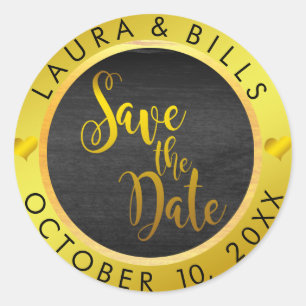 Sparen de Datum Gouden Liefde Glitter Weddenschap Ronde Sticker