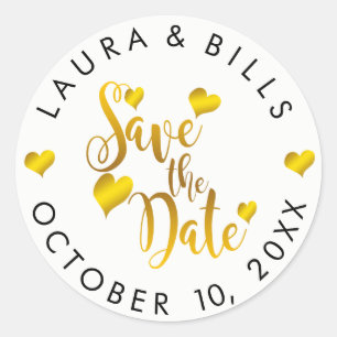 Sparen de Datum Gouden Liefde Glitter Weddenschap Ronde Sticker