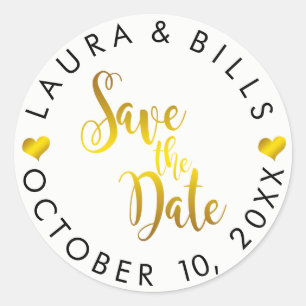 Sparen de Datum Gouden Liefde Glitter Weddenschap Ronde Sticker
