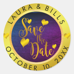 Sparen de Datum Gouden Liefde Glitter Weddenschap Ronde Sticker