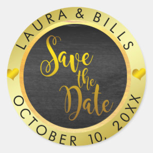 Sparen de Datum Gouden Liefde Glitter Weddenschap Ronde Sticker