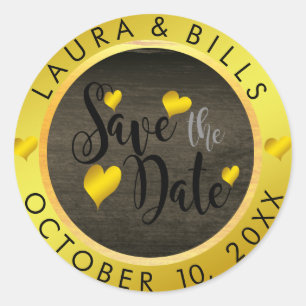Sparen de Datum Gouden Liefde Glitter Weddenschap Ronde Sticker