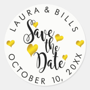 Sparen de Datum Gouden Liefde Glitter Weddenschap Ronde Sticker