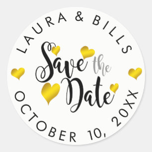 Sparen de Datum Gouden Liefde Glitter Weddenschap Ronde Sticker