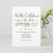 Sparen de Datum Greenery Uitnodigingskaart Kaart (Staand voorkant)