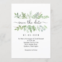 Sparen de Datum Greenery Uitnodigingskaart Kaart