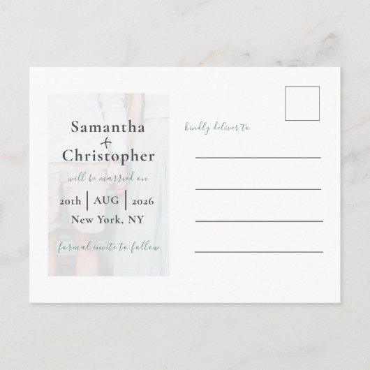 Sparen de Datum Grijs & Witte Bieden van het Malpl Aankondigingskaart (Achterkant)