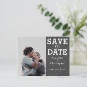 Sparen de Datum Grijs & Witte Bieden van het Malpl Aankondigingskaart (Staand voorkant)