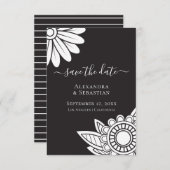 Sparen de Datum Grijze Band Typografie van de Bloe Save The Date (Voorkant / Achterkant)