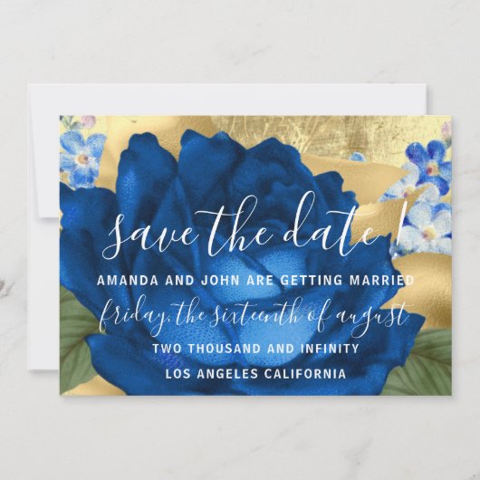 Sparen de Datum Grijze Blauwe Koninklijke Blauw Save The Date (Voorkant)