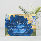 Sparen de Datum Grijze Blauwe Koninklijke Blauw Save The Date (Staand voorkant)