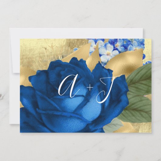 Sparen de Datum Grijze Blauwe Koninklijke Blauw Save The Date (Achterkant)