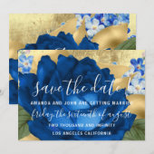 Sparen de Datum Grijze Blauwe Koninklijke Blauw Save The Date (Voorkant / Achterkant)