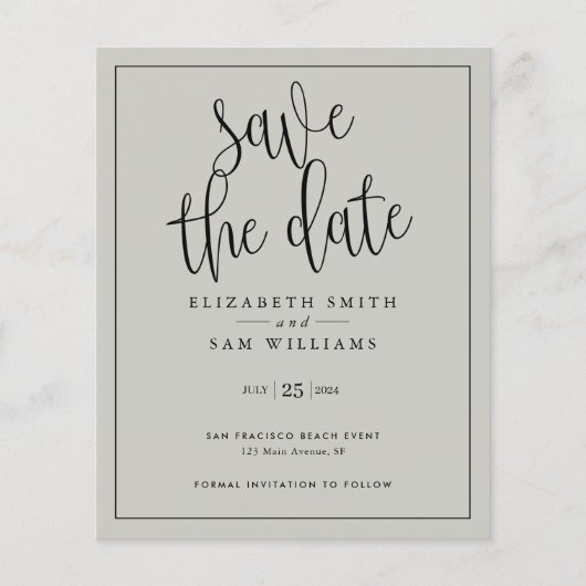 Sparen de Datum Grijze Eenvoudige Begroting Flyer (Voorkant)