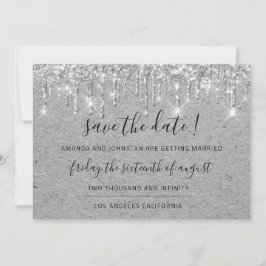 Sparen de Datum Grijze Kraft Zilveren Glitter Save The Date