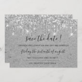 Sparen de Datum Grijze Kraft Zilveren Glitter Save The Date (Voorkant / Achterkant)
