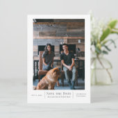 Sparen de Datum Grijze Witte Weddenschap Gepersona Save The Date (Staand voorkant)