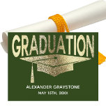 Sparen de Datum Groene en Faux Gouden Modern van h Aankondigingskaart<br><div class="desc">Verstuur dit elegante en klastige briefkaart van afstuderen en faux goud naar je familie en vrienden. Afstuderen Save The Date briefkaart modern en eenvoudig ontwerp biedt een schaaldop met faux gold. De groene achtergrondkleur kan in de kleur van uw keus worden veranderd. Modern en eenvoudig.</div>